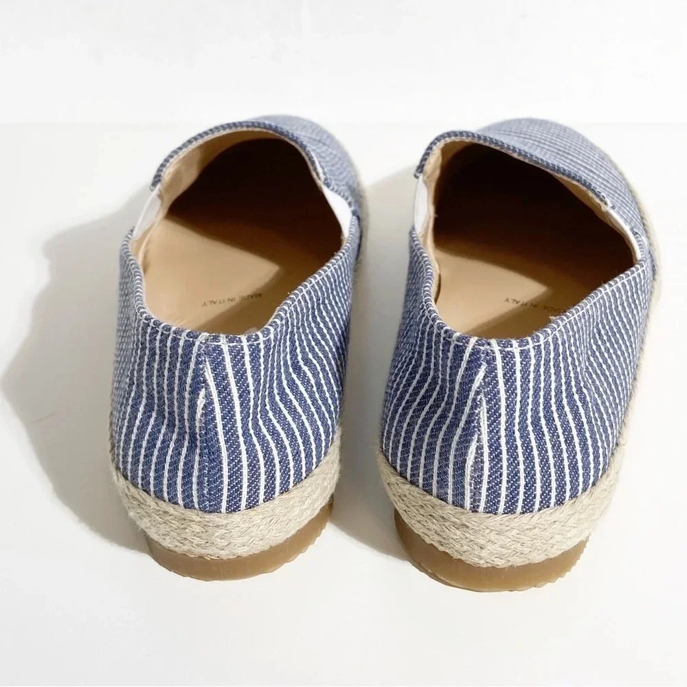 New Ron White Delilah Espadrille Loafer in Denim Stripe size 36